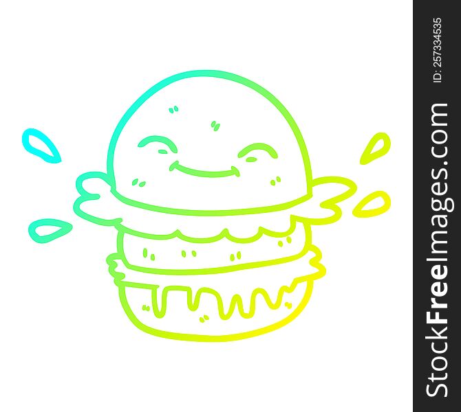 Cold Gradient Line Drawing Cartoon Fast Food Burger
