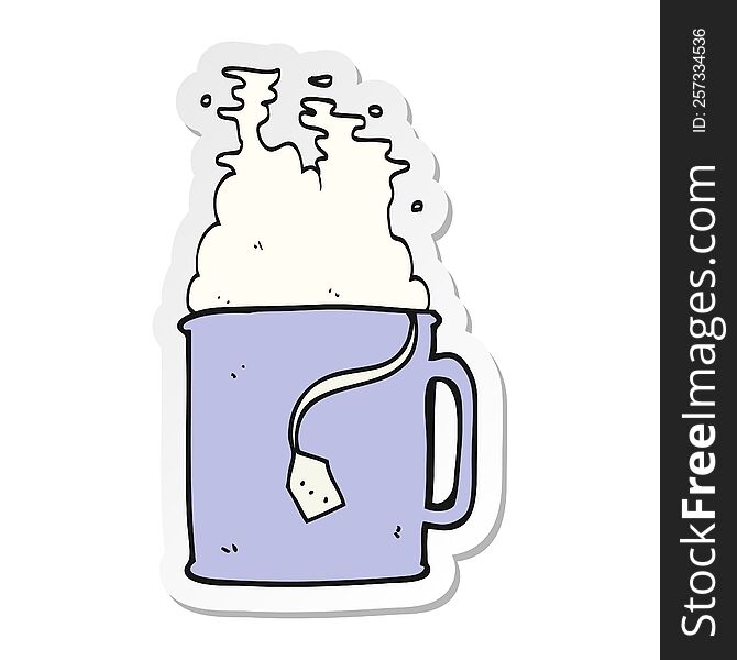 sticker of a cartoon mug of tea