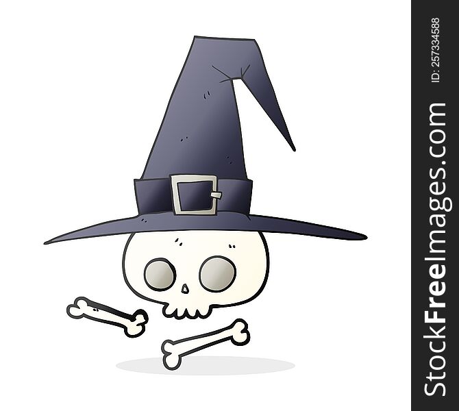 Cartoon Witch Hat With Skull