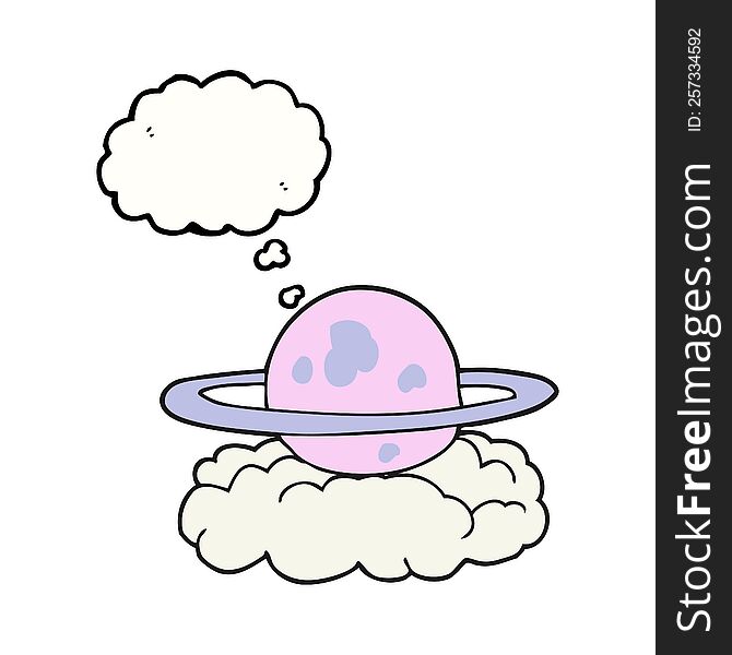 Thought Bubble Cartoon Alien Planet