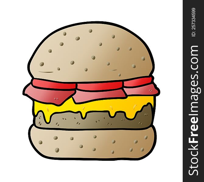 cartoon stacked burger. cartoon stacked burger