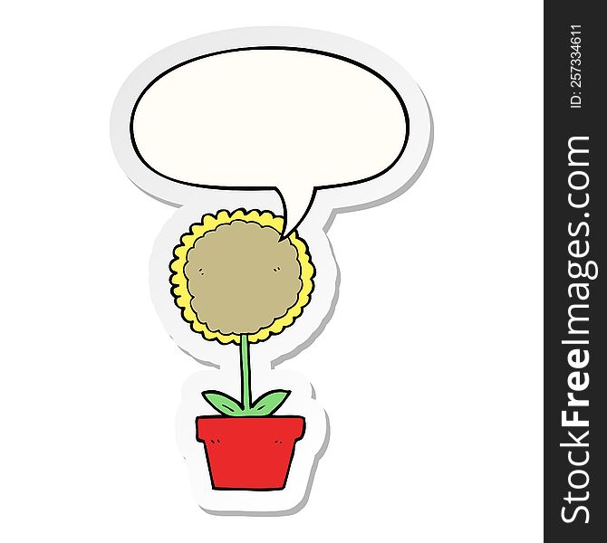 Cute Cartoon Flower And Speech Bubble Sticker