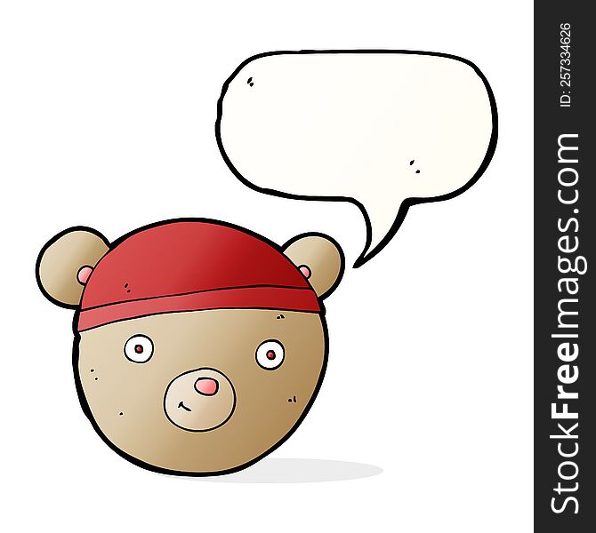 cartoon teddy bear head with speech bubble