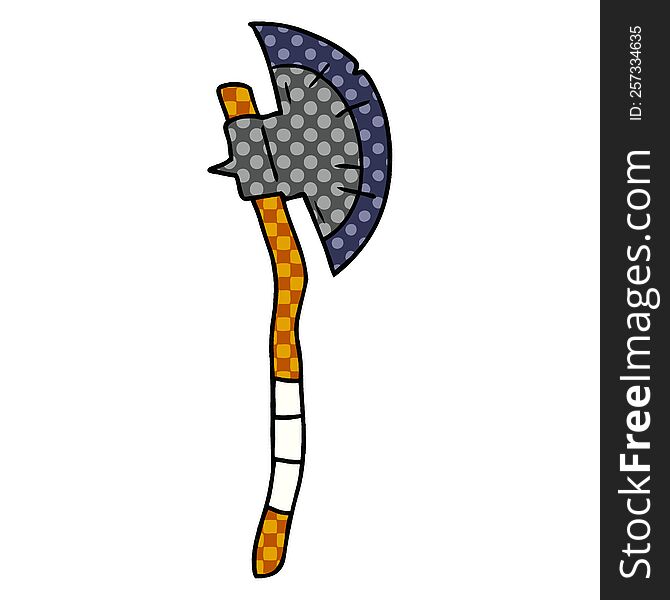 hand drawn cartoon doodle of a medieval axe