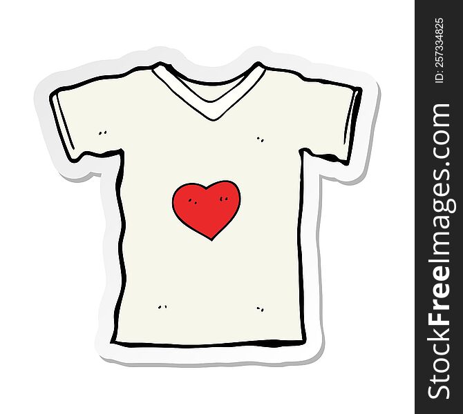 sticker of a cartoon t shirt with love heart