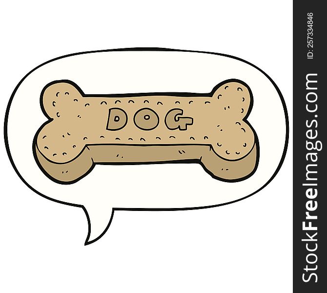 cartoon dog biscuit with speech bubble. cartoon dog biscuit with speech bubble