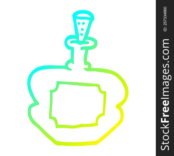 cold gradient line drawing of a cartoon perfume bottle