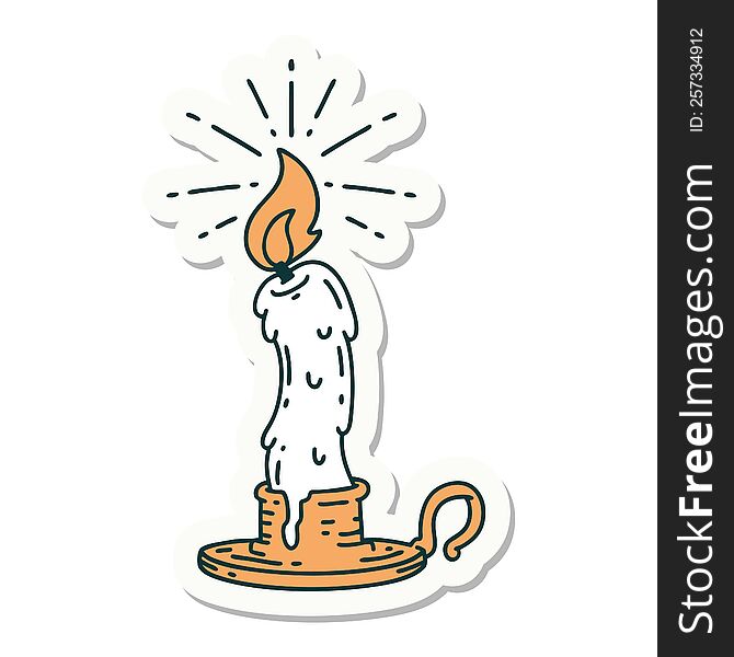 sticker of a tattoo style spooky melting candle