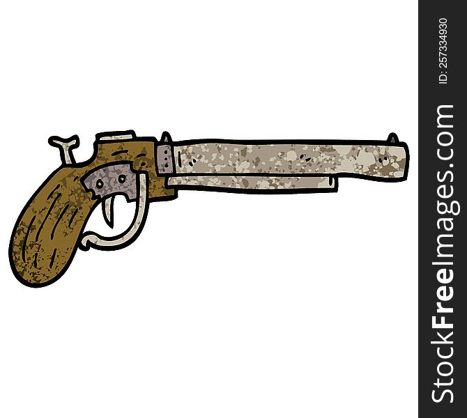 grunge textured illustration cartoon old pistol