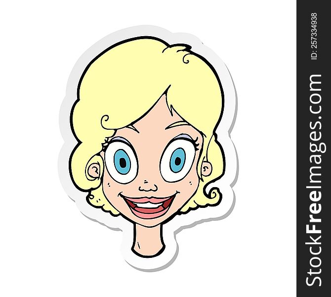Sticker Of A Cartoonhappy Woman