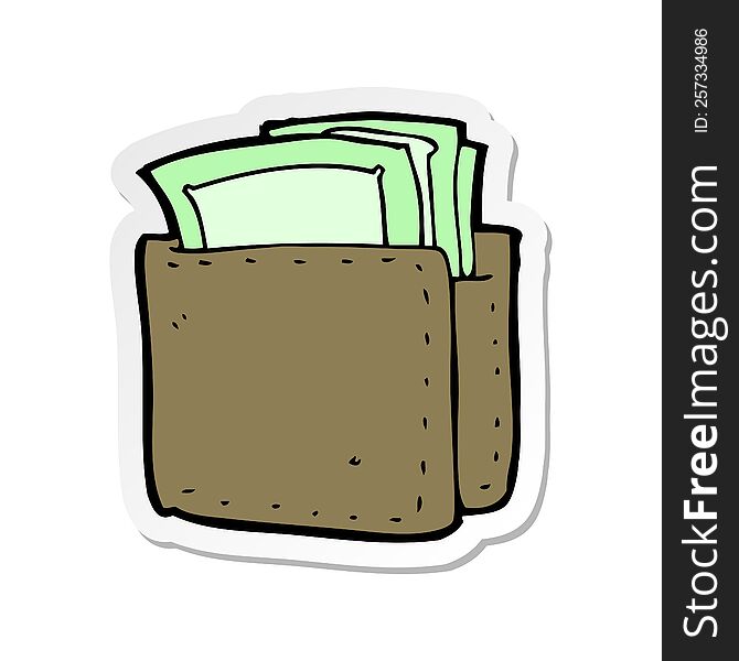 sticker of a cartoon wallet full of cash