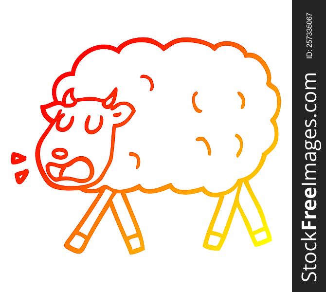 warm gradient line drawing of a cartoon sheep