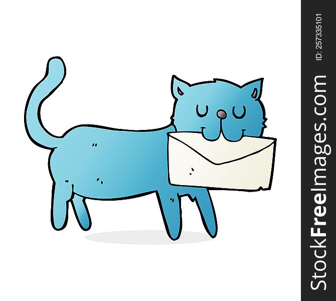 Cartoon Cat Carrying Letter