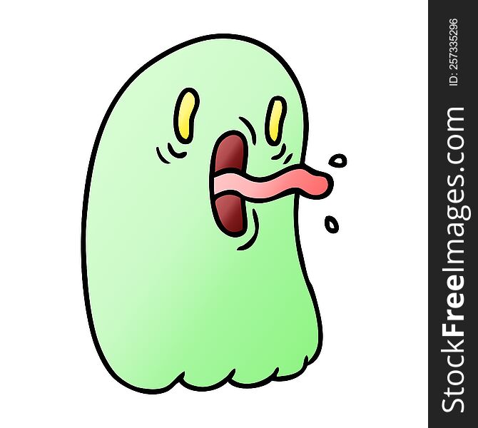 freehand drawn gradient cartoon of kawaii scary ghost