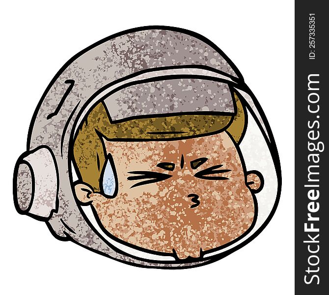 cartoon stressed astronaut face. cartoon stressed astronaut face