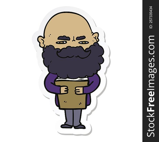 Sticker Of A Cartoon Man With Beard Frowning