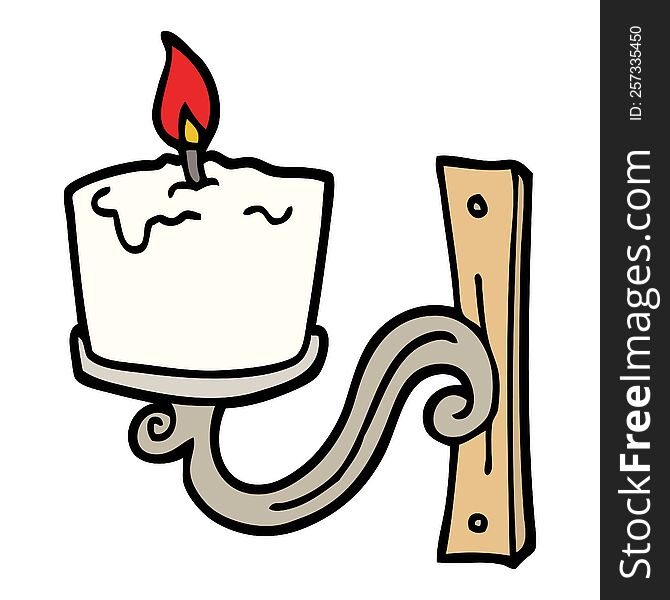 Hand Drawn Doodle Style Cartoon Old Candle Holder