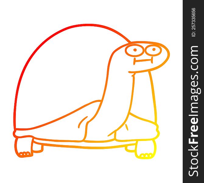 warm gradient line drawing of a cartoon tortoise