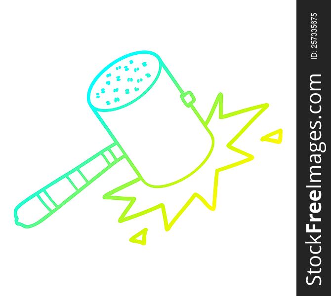 cold gradient line drawing of a cartoon banging gavel