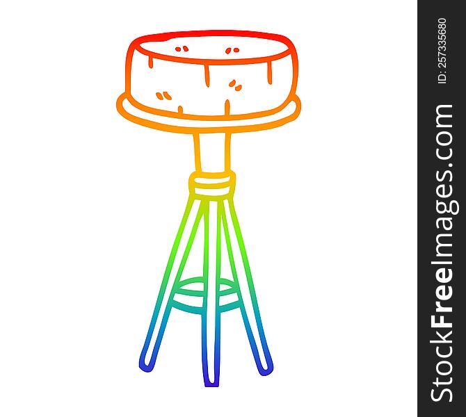 rainbow gradient line drawing of a cartoon breakfast stool