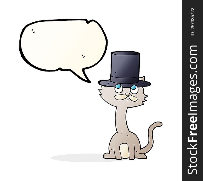 Speech Bubble Cartoon Cat In Top Hat