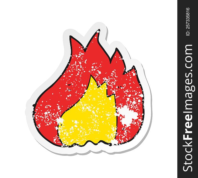 Retro Distressed Sticker Of A Cartoon Flame