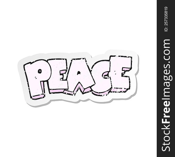 retro distressed sticker of a cartoon word peace
