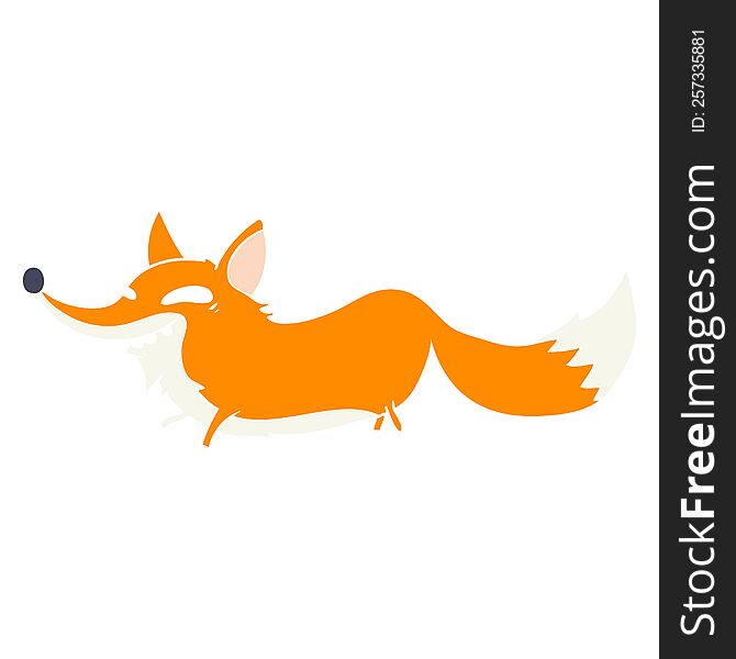 Cute Flat Color Style Cartoon Sly Fox