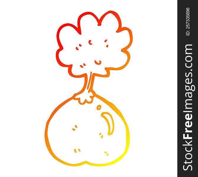 warm gradient line drawing of a cartoon vegetable
