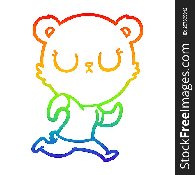 rainbow gradient line drawing peaceful cartoon bear running