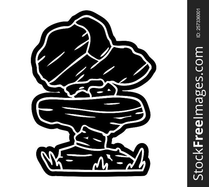 Cartoon Icon Drawing Of Grey Stone Boulders