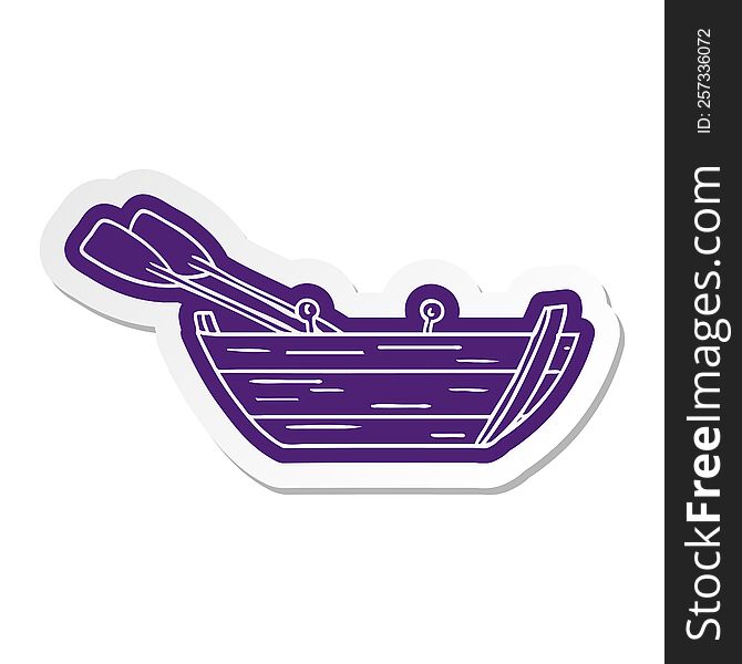 Cartoon Sticker Of A Wooden Row Boat