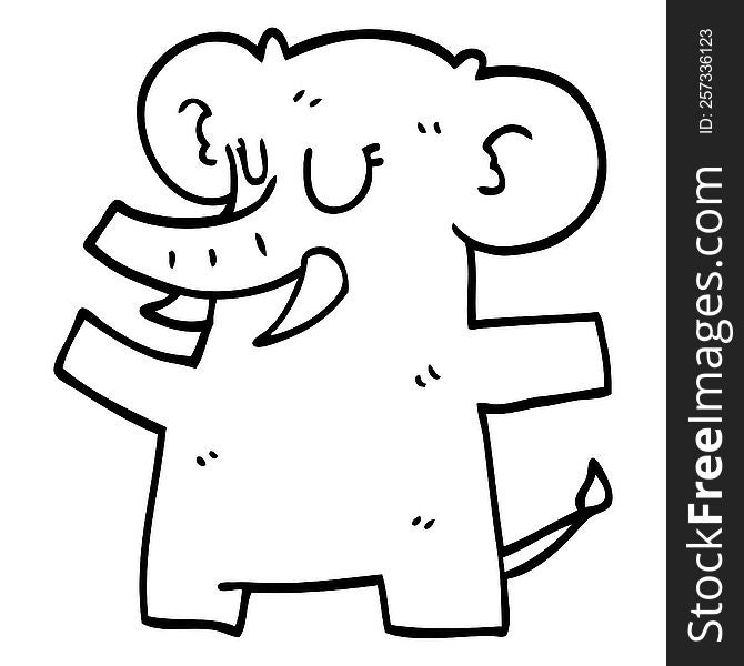 line drawing cartoon standing elephant