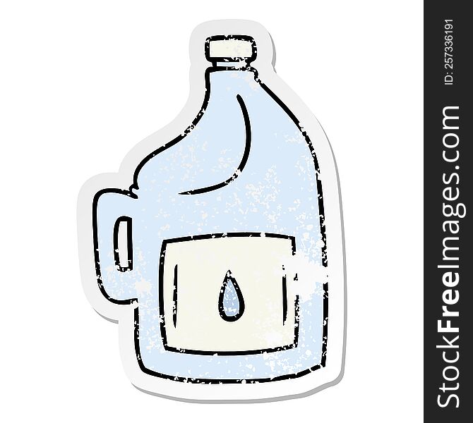 Distressed Sticker Cartoon Doodle Of A Large Drinking Bottle