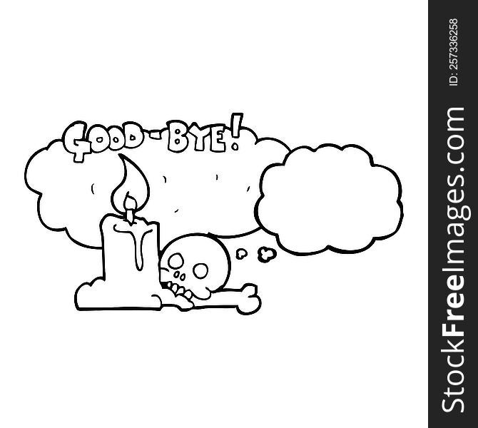 freehand drawn thought bubble cartoon goodbye sign