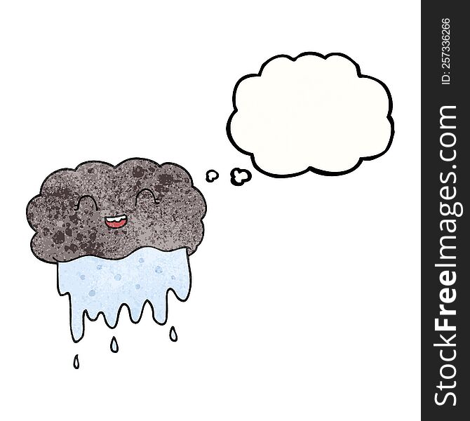 Thought Bubble Textured Cartoon Rain Cloud