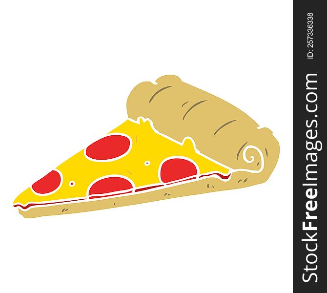 Flat Color Style Cartoon Slice Of Pizza