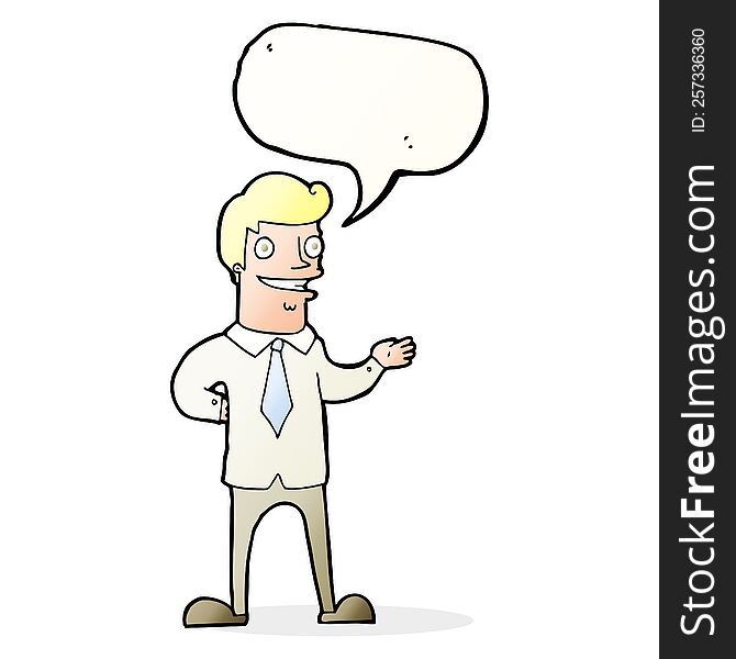 Cartoon Salesman With Speech Bubble