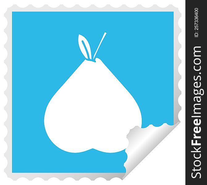 square peeling sticker cartoon of a green pear
