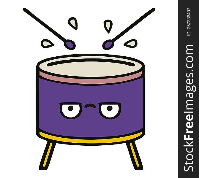 cute cartoon of a drum. cute cartoon of a drum