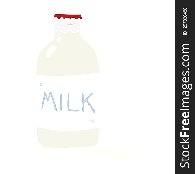 flat color style cartoon milk bottle. flat color style cartoon milk bottle