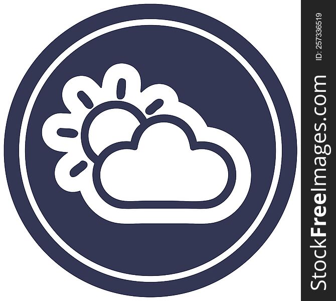 Sun And Cloud Circular Icon