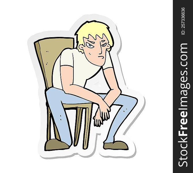 sticker of a cartoon dejected man