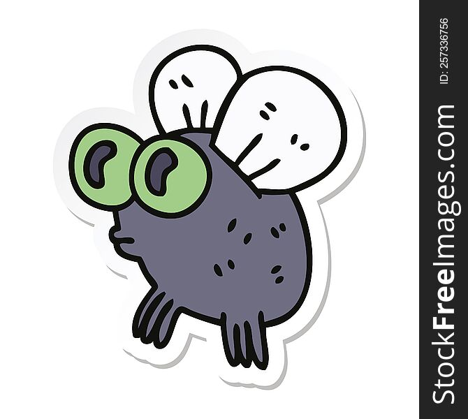 sticker of a quirky hand drawn cartoon fly