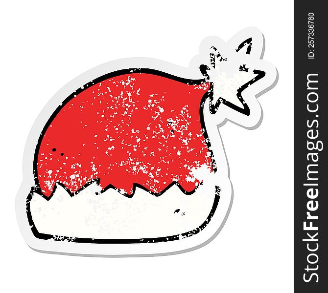 Distressed Sticker Of A Cartoon Santa Hat