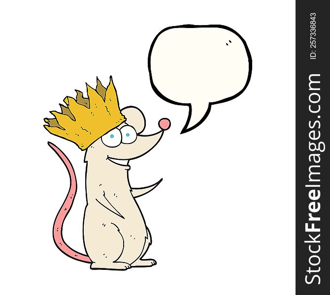 freehand drawn speech bubble cartoon mouse wearing crown