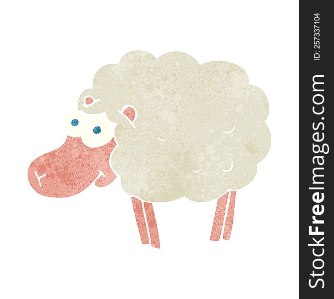 funny freehand retro cartoon sheep. funny freehand retro cartoon sheep