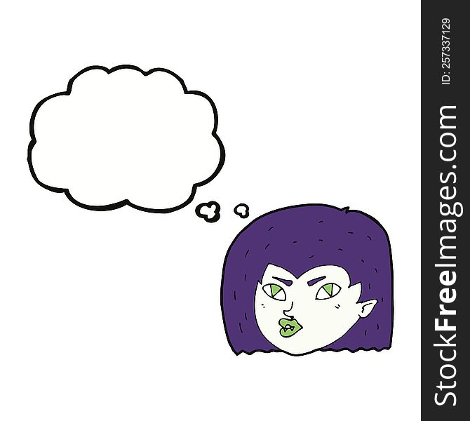 Cartoon Vampire Face With Thought Bubble