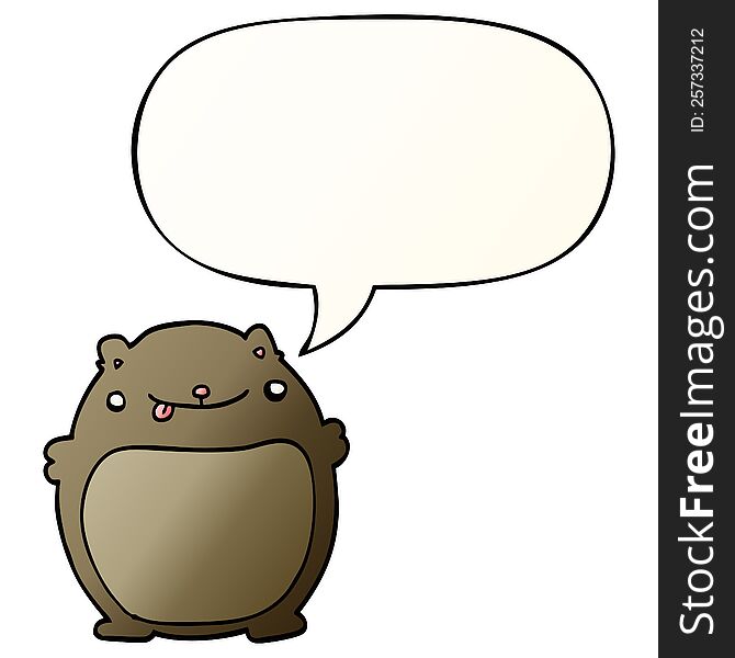 Cartoon Bear And Speech Bubble In Smooth Gradient Style