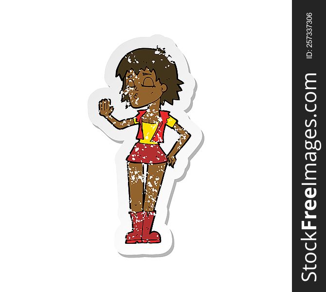 retro distressed sticker of a cartoon cool girl